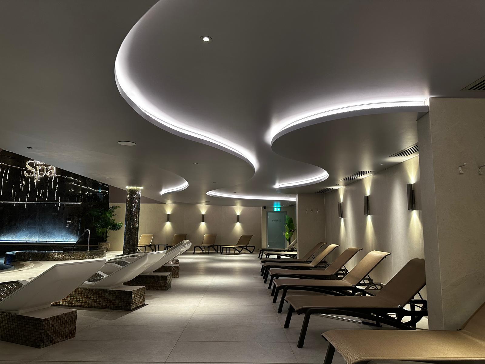 Modern ceiling design with LED lighting in wellness space Lancashire