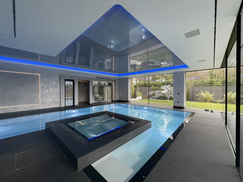 Backlit stretch ceiling in luxury indoor pool Lytham