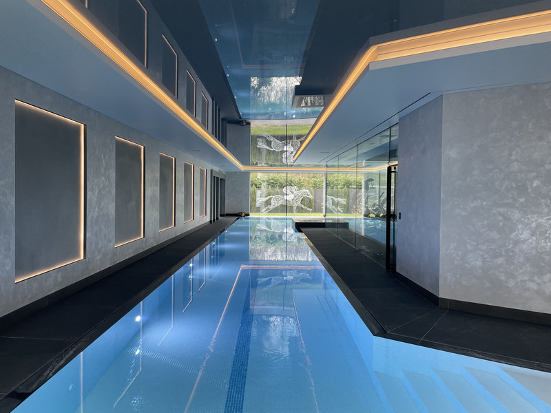 Luxury Indoor swimming pool ceiling with integrated LED lighting Lytham