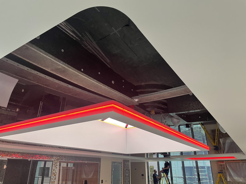 Detail of LED lighting within stretch ceiling