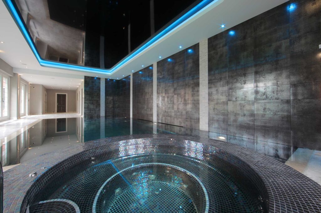 Modern interior with stretch ceiling lighting